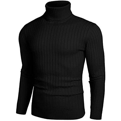 Denimholic Men's Turtle Neck Sweaters For Men, High Neck Sweaters For Men (In, Alpha, L, Black)