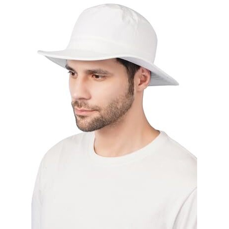Primebox Cotton Classic Packable Beach Outdoor Fishing Bucket Sun Hat For Men Women Adult Boys Teen Round Big Wide Brim Floppy Summer Sun Protection Hat (White 3Pcs Combo)