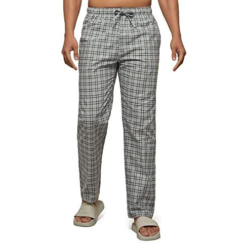 Xyxx Men's Super Combed Cotton Checkered Checkmate Pyjamas [Pack Of 2] Elasticated Waist, Drawstring | Loungewear For Men In Grey Checks