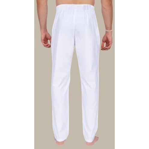 Men's Cotton Pyjama With Drawstring, Traditional Bottom Wear For Kurta (White, M)