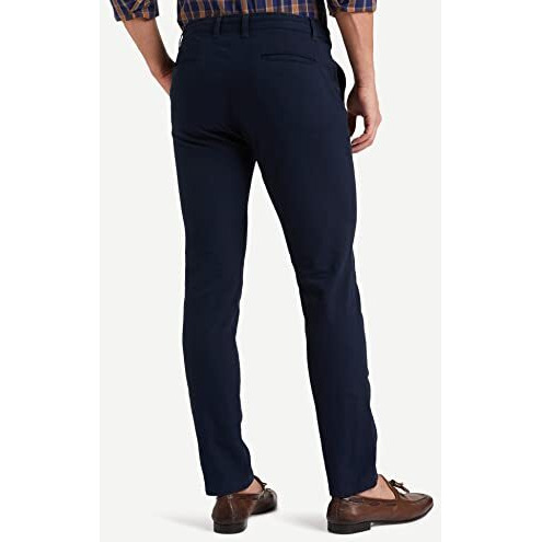 Amazon Brand - Symbol Men's Flexi Waist Regular Fit Casual Mid Rise Pants/Chino Navy 32