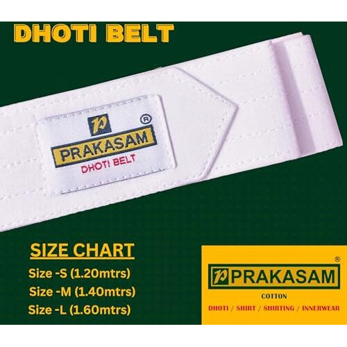 Prakasam Cotton Men's Welcro Dhoti Belt (Medium-1.40 Meter) (Pack Of 1)