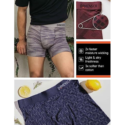 Damensch Men's Regular Fit Supima Printed Cotton Boxer Brief Pack Of 1 | Boxers For Men, Underwear For Men, Underwear For Men Combo,V Shape Underwear For Men-Breezy Black-L