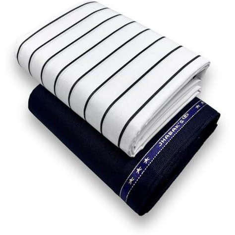 Jhabak's Unstitched Premium Strip Cotton Blend Shirt & Trouser Fabric - 2.35 M Shirt Cloth - 1.30 M Pant Piece