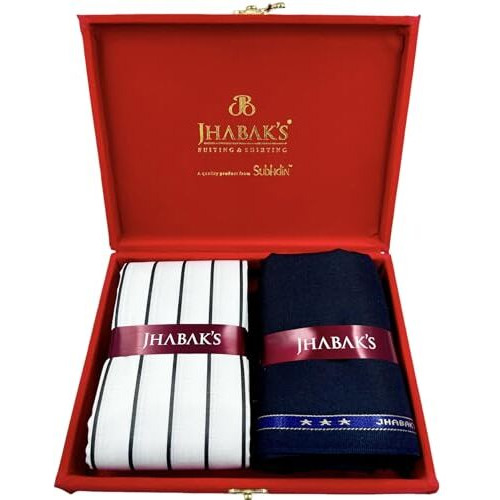 Jhabak's Unstitched Premium Strip Cotton Blend Shirt & Trouser Fabric - 2.35 M Shirt Cloth - 1.30 M Pant Piece