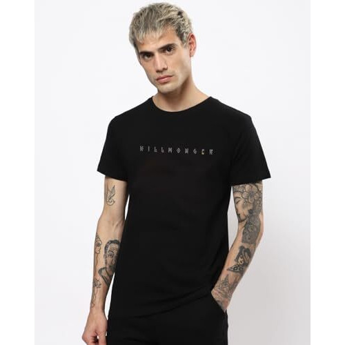Bewakoof Men's Graphic Printed 100% Cotton T-Shirt - Regular Fit, Round Neck, Half Sleeves Black