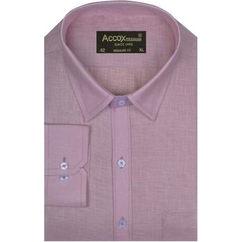 Accox Men's Breathable Cotton Linen Full Sleeves Regular Fit Plain Formal Shirt For Men (S_Gcr373_42) Light Pink