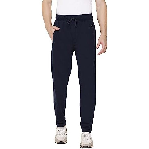 Jinxer Plus Size Cotton Loop Knit Lowers For Men, Zip Pocket, Night Pant, Joggers, Sports Trousers, Gym N Lounge Wear Track Pant For Boys_Navy_4Xl
