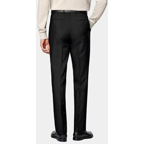 Juari Be A Gentleman Men's Stretchable Formal Black Mid Rise Trousers, Stylish (In, Numeric, 32, Regular, Black)