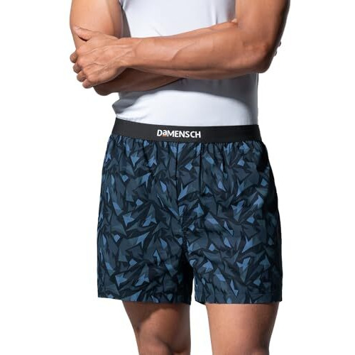 Damensch Breeeze Men's Ultralight Cotton Inner Boxers-Pack Of 1-Spikey Blue-Medium