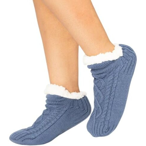 Dirts Thermal Winter Socks With Anti-Slip Silicone Grip - Thick, Warm Woolen Ankle Length Socks For Men, Women, And Kids - Cozy Cold Weather Essentials(28Cm) (9-10) Uk, Blue