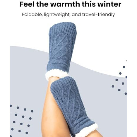 Dirts Thermal Winter Socks With Anti-Slip Silicone Grip - Thick, Warm Woolen Ankle Length Socks For Men, Women, And Kids - Cozy Cold Weather Essentials(28Cm) (9-10) Uk, Blue