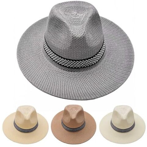 Clothera Straw Summer Paper Panama Jazz Beach Hats For Men & Women (Brown), Grey, Free Size