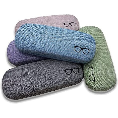 Moonland Specs Case Eyeglasses Case Cover Spectacles Case For Sunglasses Case Linen Fabric Metal Portable Hard Shell Protective Case Pouch For Eyewear Goggles Cover Storage Box For Frames, Spectacle Holder For Men & Women (Pack Of 2) Multicolor