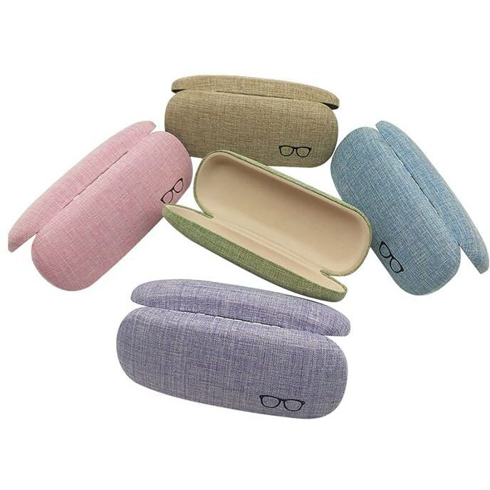 Moonland Specs Case Eyeglasses Case Cover Spectacles Case For Sunglasses Case Linen Fabric Metal Portable Hard Shell Protective Case Pouch For Eyewear Goggles Cover Storage Box For Frames, Spectacle Holder For Men & Women (Pack Of 2) Multicolor