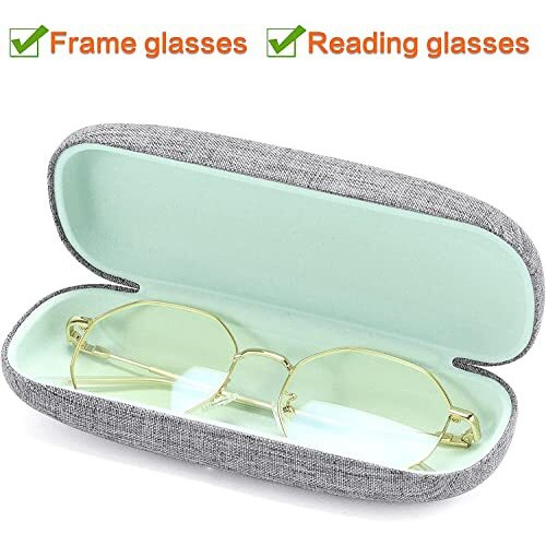 Moonland Specs Case Eyeglasses Case Cover Spectacles Case For Sunglasses Case Linen Fabric Metal Portable Hard Shell Protective Case Pouch For Eyewear Goggles Cover Storage Box For Frames, Spectacle Holder For Men & Women (Pack Of 2) Multicolor