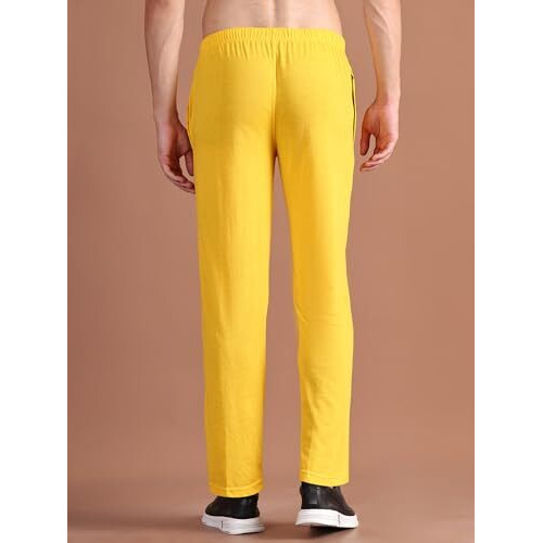 Mack Jonney Men Yellow Regular Fit Cotton Mid Rise Trackpant-D10_Yellow_01-Xl