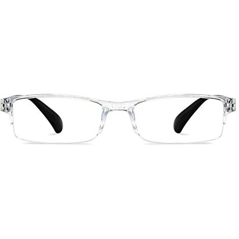 Lenskart Plus Readers|Transparent Rectangular Half Rim Reading Eyeglasses|For Men & Women|For 2 Power|Lr E13968