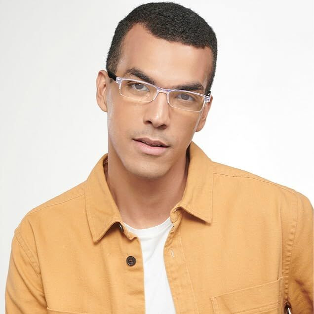 Lenskart Plus Readers|Transparent Rectangular Half Rim Reading Eyeglasses|For Men & Women|For 2 Power|Lr E13968