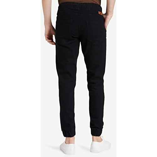 Amazon Brand - Symbol Men's Regular Jogger Fit Cotton Blend Jeans Black-1 36