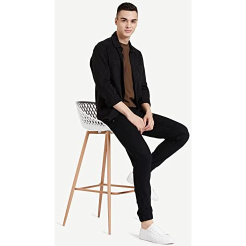 Amazon Brand - Symbol Men's Regular Jogger Fit Cotton Blend Jeans Black-1 36