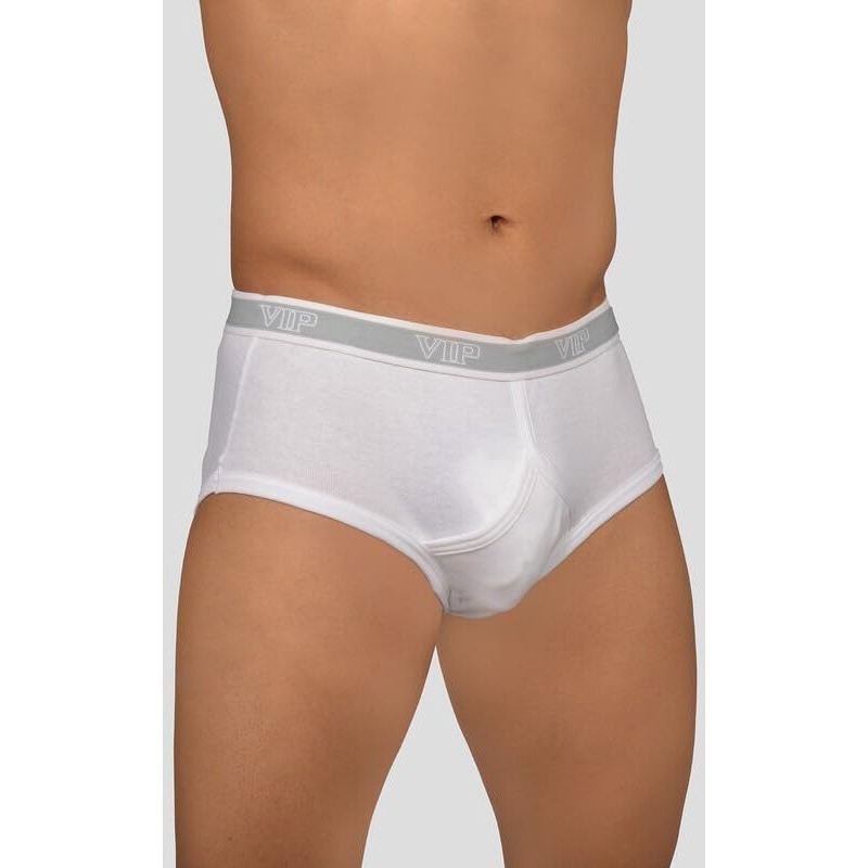 Vip Signor Men's Super Combed Cotton Rib Solid White Briefs With Ultra Soft Waistband | Pack Of 3