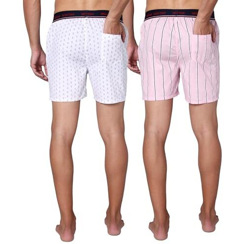 Urban Scottish Men's Boxers | 100% Cotton, Printed, Multicolor | Regular Fit, Mid Rise, Outer Elastic - Pack Of 2