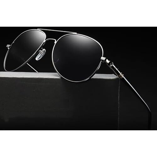Dervin Unisex Adult Polarized Aviator Sunglasses (Black)