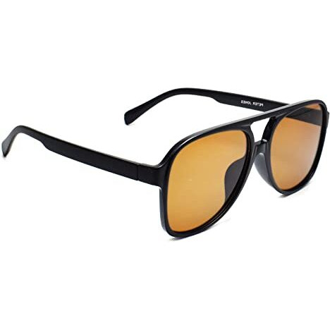 Peter Jones I Black Frame Brown Transparent Lenses Iuv Protected Men & Women I Large Aviator Sunglasses I Day/Night (98061Tb)