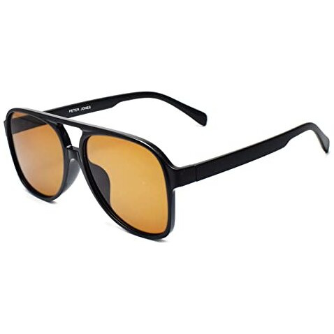 Peter Jones I Black Frame Brown Transparent Lenses Iuv Protected Men & Women I Large Aviator Sunglasses I Day/Night (98061Tb)