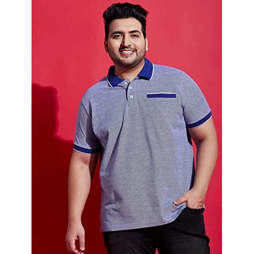 Bigbanana Plus Size Men's Regular Fit Solid Polo Tshirt (Pacific,Blue,3Xl)