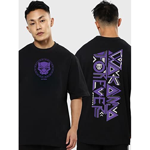 Bewakoof Men Oversized Fit T-Shirt 1154268 Black L