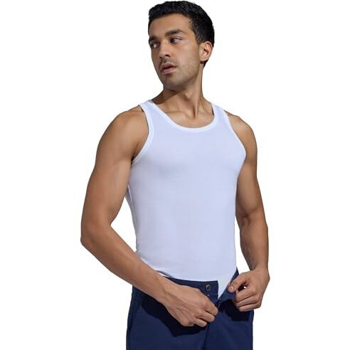 Xyxx Men's Cotton Vest, Regular Fit, Solid, Pack Of 2, Xyvest2Pckn12M, Polar White+Polar White, M