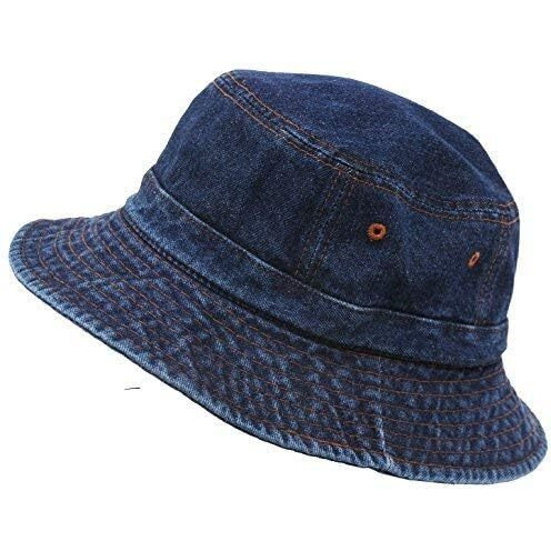 Amazon Brand - Nora Nico Cotton Bucket Hat For Women, Men And Teens, Summer Beach Hat Blue Denim