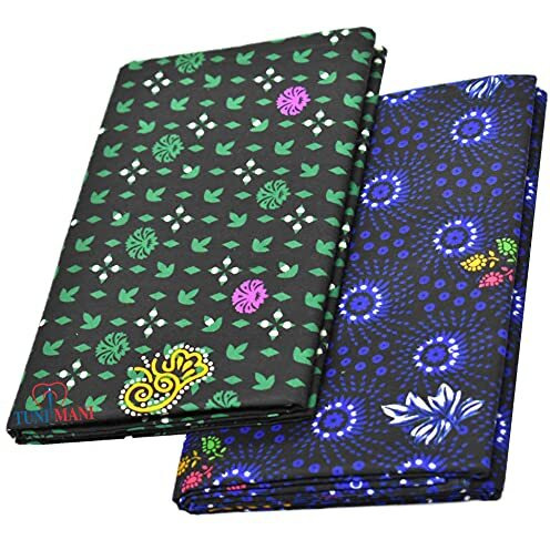 Tuni Mani Polycotton Printed Lungies For Men's, 1.95M Free Size (Pack Of 2) (Green & Blue)
