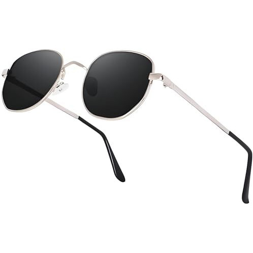 Roshfort Metal Unisex Sunglasses Hexagon Silver Frame, Sleek Black Lens Uv Protection, Pathan Srk Choise Sunglasses Perfect For Men's And Women's [Pack Of 1, D-4 ]