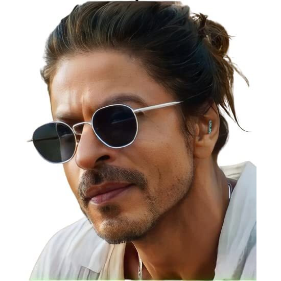 Roshfort Metal Unisex Sunglasses Hexagon Silver Frame, Sleek Black Lens Uv Protection, Pathan Srk Choise Sunglasses Perfect For Men's And Women's [Pack Of 1, D-4 ]