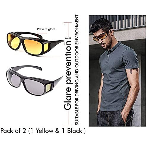 Dogou Warp Around Hd Vision Day Goggles Anti-Glare Polarized Sunglasses Men/Women Driving Glasses Uv Protection Glasses For Driving Car, Bike, Large,Multi