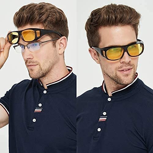 Dogou Warp Around Hd Vision Day Goggles Anti-Glare Polarized Sunglasses Men/Women Driving Glasses Uv Protection Glasses For Driving Car, Bike, Large,Multi