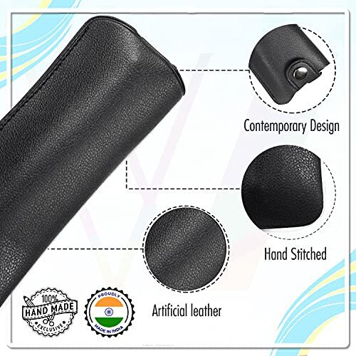 Vivid Vision Unisex Adult Lightweight Eyewear Specs Case Cover | Protect Eye Glasses | Chashma Dibbi | Spectacle Box | Pouch | Closure - Button | Artificial Leather | D-11 | Black