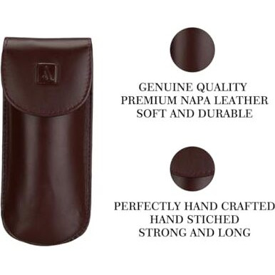 Adamis Genuine Leather Hard Shell Men And Women Spectacle Holder, Convertible To Soft And Flexible Spectacle Pouch With Removable Leather Shell. Durable For Sunglass, Reading Glasses. Size 7 X 16