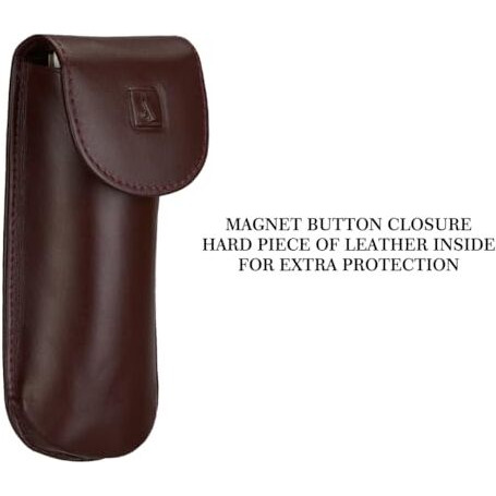 Adamis Genuine Leather Hard Shell Men And Women Spectacle Holder, Convertible To Soft And Flexible Spectacle Pouch With Removable Leather Shell. Durable For Sunglass, Reading Glasses. Size 7 X 16