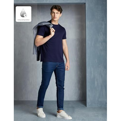 Symbol Premium Men's Cotton Super Soft Round Neck Solid T-Shirt Regular Fit (Syp-A22-Ts-01_Navy Blue_L)