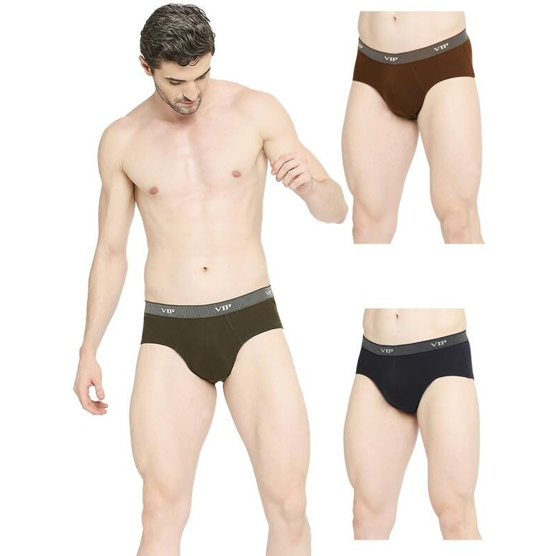 Vip Men's Cotton Solid Briefs (Pack Of 3) (Vipfresh_Po3_90_Assorted