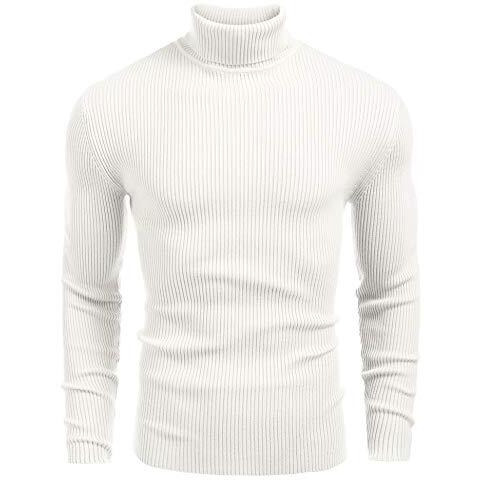 Northwind Men's High And Turtle Neck Cotton T-Shirt (White, Large)