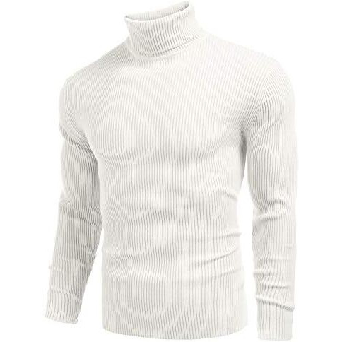 Northwind Men's High And Turtle Neck Cotton T-Shirt (White, Large)