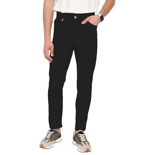 Black Men's Trouser Ii Men's Regular Casual Pants Ii Men's Regular Fit Casual Trouser (Trousers-120-Black-34)