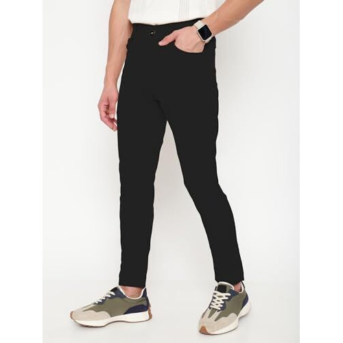 Black Men's Trouser Ii Men's Regular Casual Pants Ii Men's Regular Fit Casual Trouser (Trousers-120-Black-34)