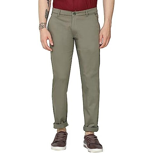 Miraan Men's Soft Cotton Regular-Fit Mid Rise Casual Pants (Sigpantdarkgreen44_Dark Grey_44)