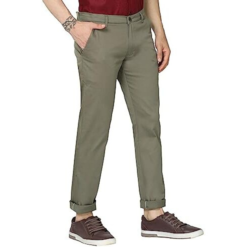Miraan Men's Soft Cotton Regular-Fit Mid Rise Casual Pants (Sigpantdarkgreen44_Dark Grey_44)